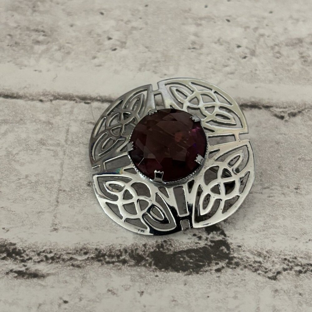 Mizpah Purple And Silvertone Pin Brooch